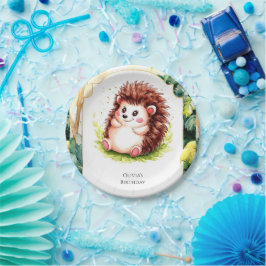 Einfache Wasserfarbe Igel Geburtstag Pappteller