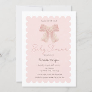 Einfache Wasserfarbe Rosa Schleife Baby Shower Einladung