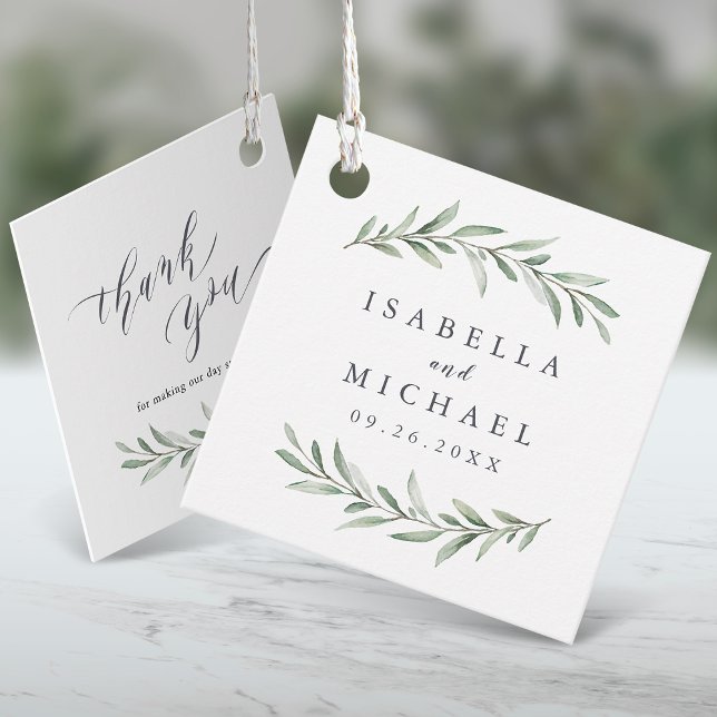 Einfache Wasserfarbe Rustikale Hochzeit Geschenkanhänger (Simple Watercolor Rustic Greenery Wedding Favor Tags)