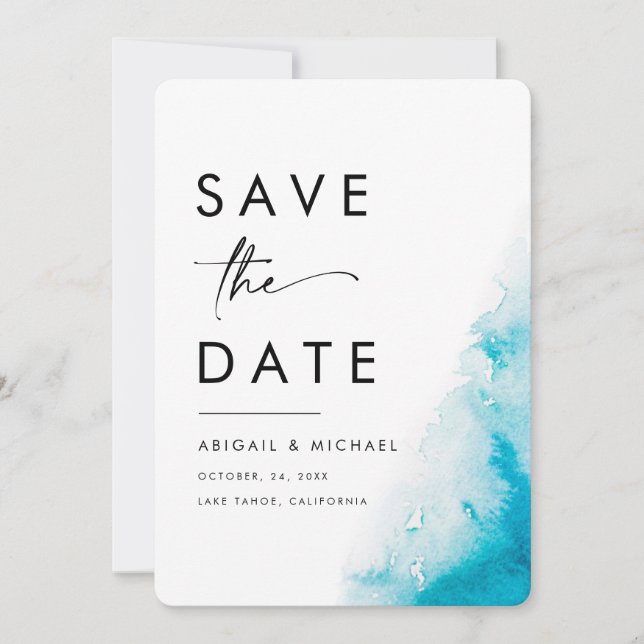 Einfache Wasserfarbe Save the Date handschriftlich (Vorderseite)