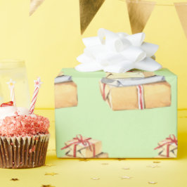 Einfache Wasserfarbe Winterurlaub Geschenke Hellgr Geschenkpapier