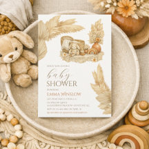 Einfache Wasserfarben-Boho-Baby-Shower-Einladung