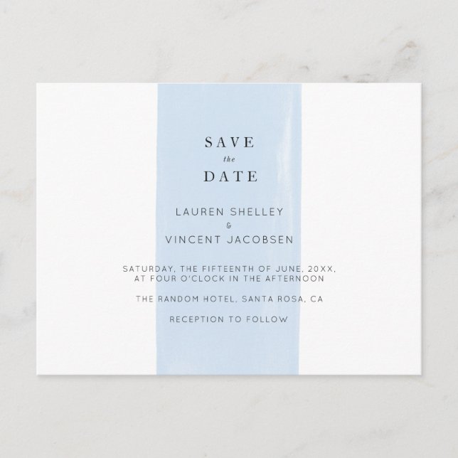 Einfache Wasserfarbenhochzeit speichert die Datums Ankündigungspostkarte (Vorderseite)