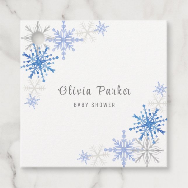 Einfache Wasserfarbenschneeflocken Winterkindern K Geschenkanhänger (Vorderseite)