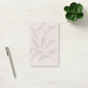 Einfache Wasserfarbpflanze Rosa Hintergrund Cute Post-it Klebezettel