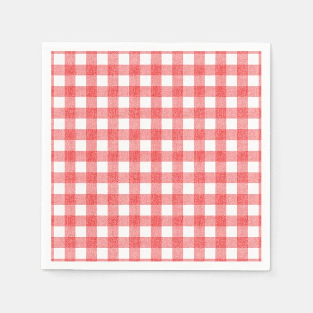 Einfache Wassermelonen-Gingham-Papierservietten Serviette (Vorderseite)