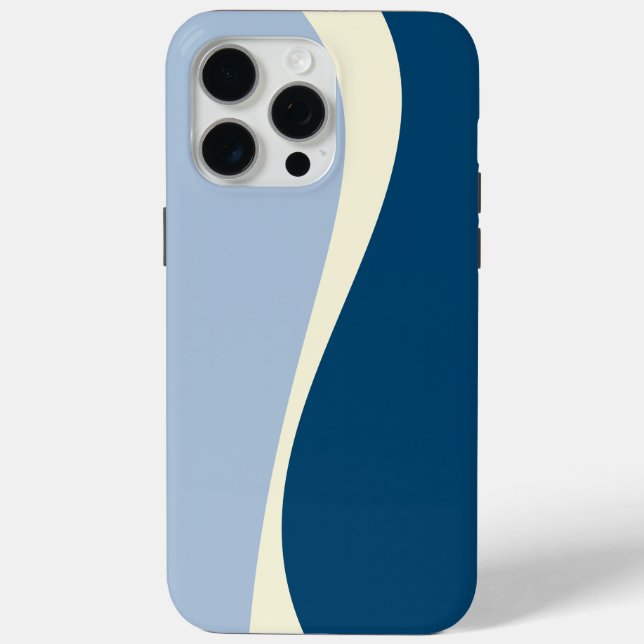 Einfache Waves 2 in Dunkelblau, Hellblau und Creme Case-Mate iPhone Hülle (Rückseite)