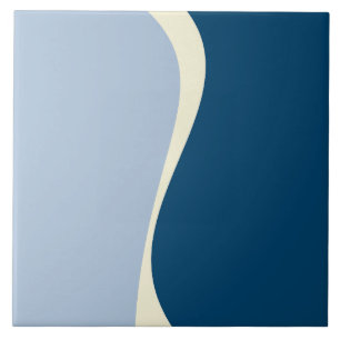 Einfache Waves 2 in Dunkelblau, Hellblau und Creme Fliese