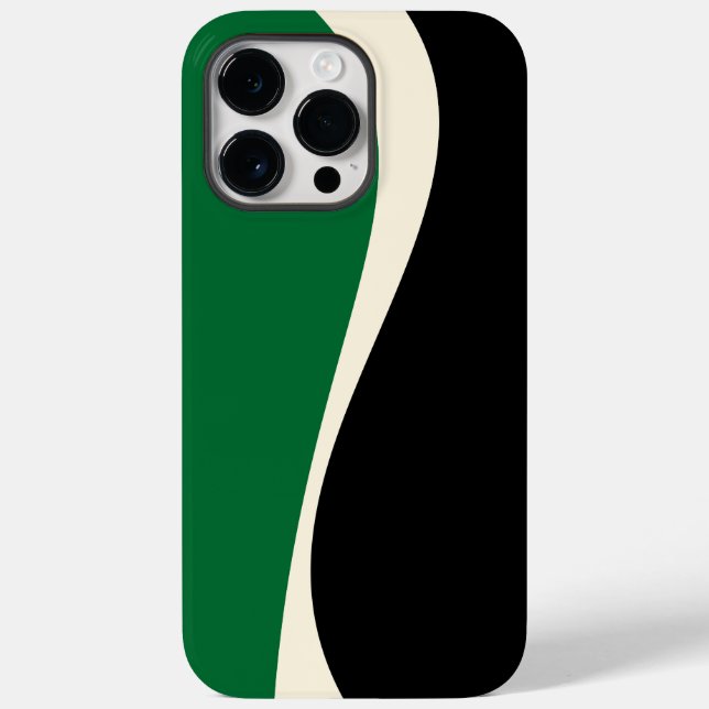 Einfache Waves 2 in Grün, Creme und Schwarz Case-Mate iPhone Hülle (Rückseite)