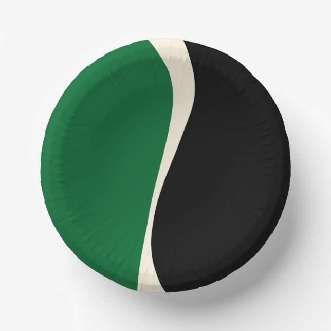 Einfache Waves 2 in Grün, Creme und Schwarz Pappteller (Vorderseite)