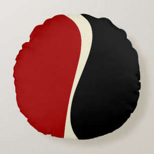 Einfache Waves 2 in Rot und Creme Rundes Kissen