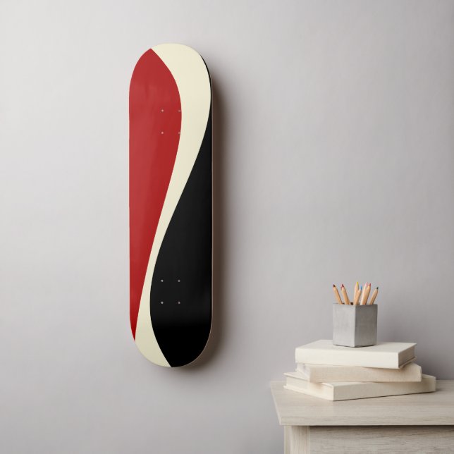 Einfache Waves 2 in Rot und Creme Skateboard (Wandkunst)