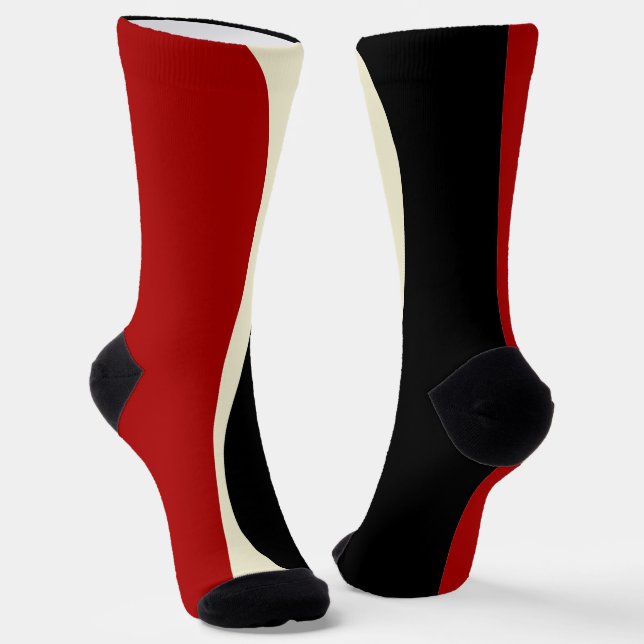 Einfache Waves 2 in Rot und Creme Socken (Gewinkelt)