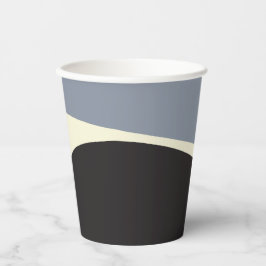 Einfache Waves 2 in Schwarz, Grau und Creme Pappbecher