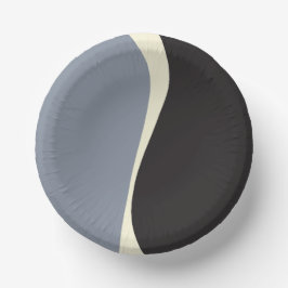 Einfache Waves 2 in Schwarz, Grau und Creme Pappteller