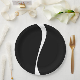 Einfache Waves 2 - Schwarz und Weiß Pappteller