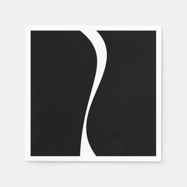 Einfache Waves 2 - Schwarz und Weiß Serviette (Vorderseite)