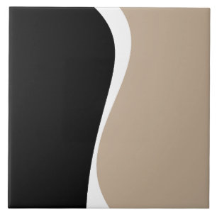 Einfache Waves 2 - Taupe, Schwarz und Weiß Fliese