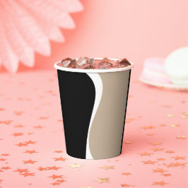 Einfache Waves 2 - Taupe, Schwarz und Weiß Pappbecher