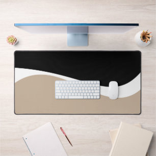 Einfache Waves 2 - Taupe, Schwarz und Weiß Schreibtischunterlage