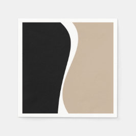 Einfache Waves 2 - Taupe, Schwarz und Weiß Serviette