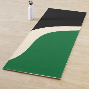 Einfache Waves 3 in Grün, Creme und Schwarz Yogamatte
