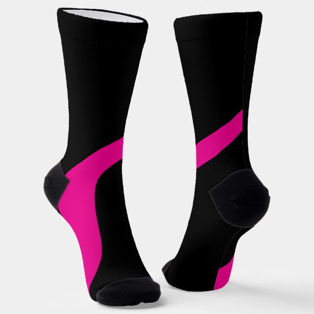 Einfache Waves 3 in Magenta und Schwarz Socken (Gewinkelt)