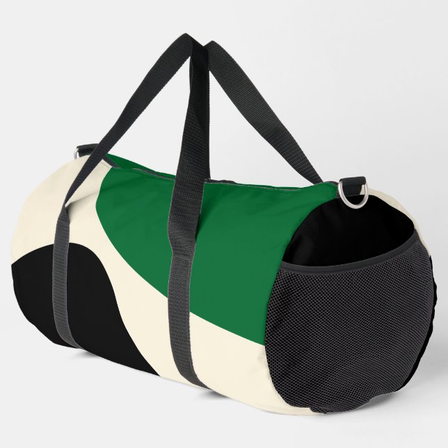Einfache Waves 4 in Grün, Creme und Schwarz Duffle Bag (Rechte Ecke)
