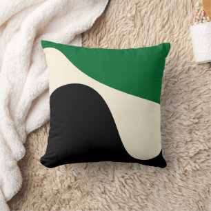 Einfache Waves 4 in Grün, Creme und Schwarz Kissen