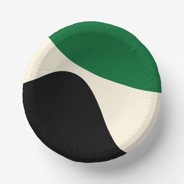 Einfache Waves 4 in Grün, Creme und Schwarz Pappteller (Vorderseite)