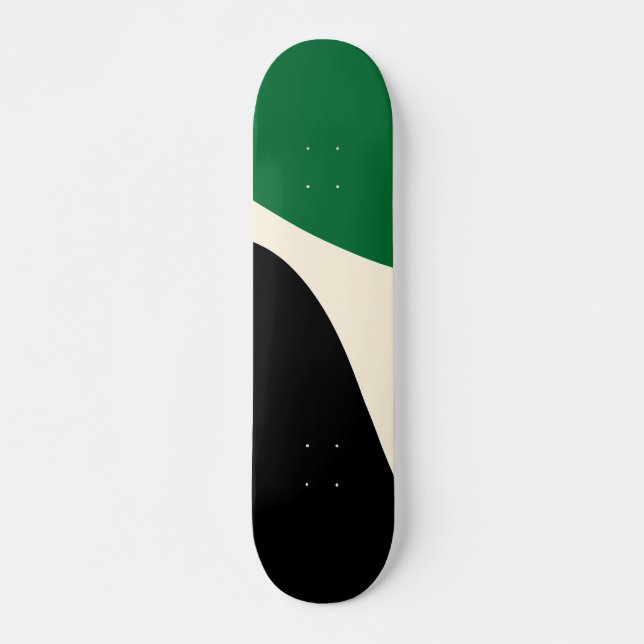 Einfache Waves 4 in Grün, Creme und Schwarz Skateboard (Vorne)