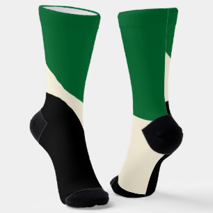 Einfache Waves 4 in Grün, Creme und Schwarz Socken