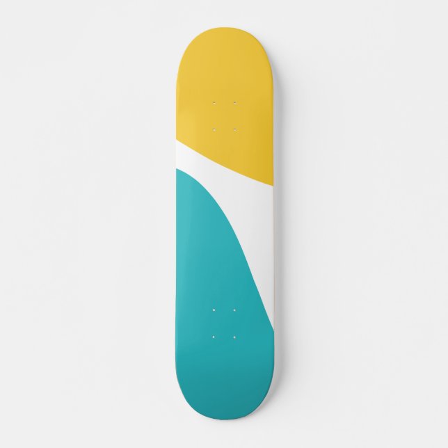 Einfache Waves 4 - Türkis und Gelb Skateboard (Vorne)