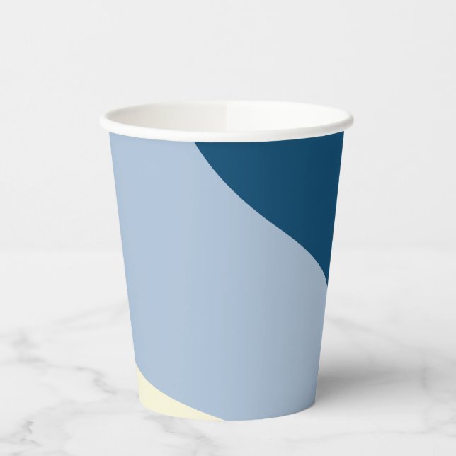 Einfache Waves - dunkelblau, hellblau und creme Pappbecher (Links)