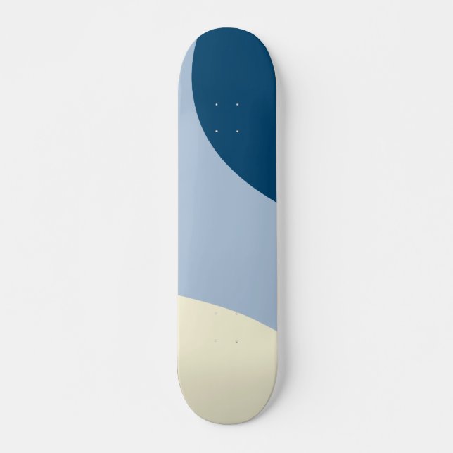Einfache Waves - dunkelblau, hellblau und creme Skateboard (Vorne)