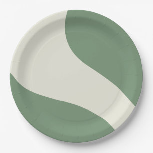 Einfache Waves in Grün Pappteller