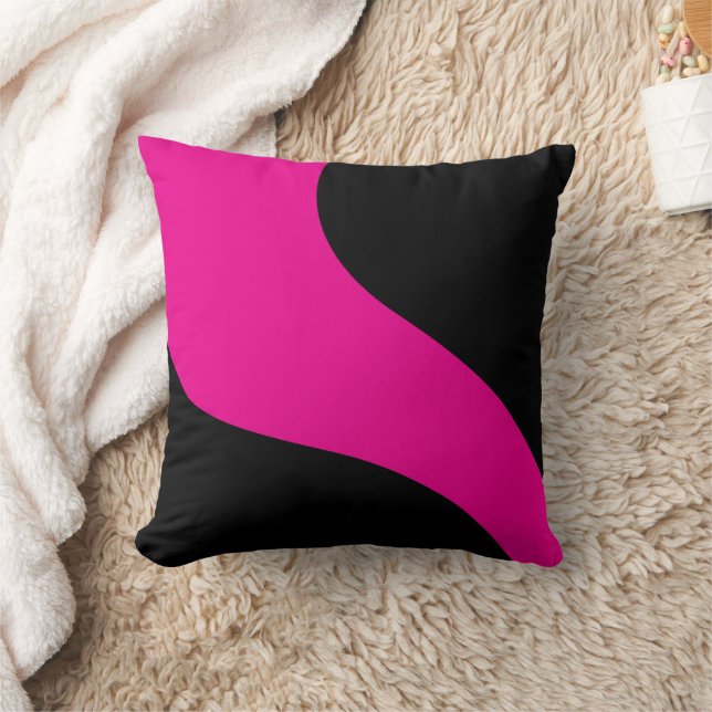Einfache Waves in Magenta und Schwarz Kissen (Decke)