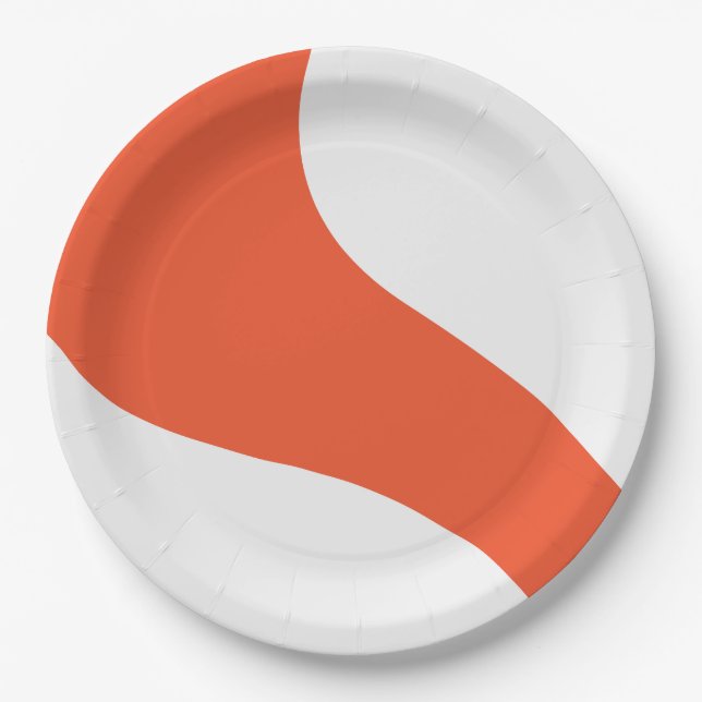 Einfache Waves - orange und weiß Pappteller (Vorderseite)