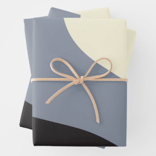 Einfache Waves - Schwarz, Grau und Creme Geschenkpapier Set