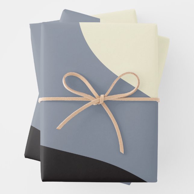 Einfache Waves - Schwarz, Grau und Creme Geschenkpapier Set (Beispiel)