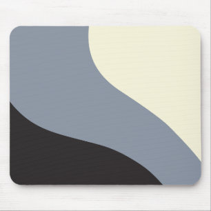 Einfache Waves - Schwarz, Grau und Creme Mousepad