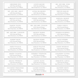 Einfache Wedding Guest Address Labels