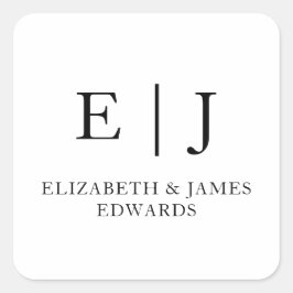 Einfache Wedding Monogram Couple Initials Quadratischer Aufkleber
