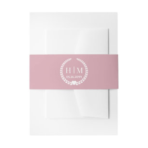 Einfache weiche Antique-Rose-Monogramm-Einladung Einladungsbanderole