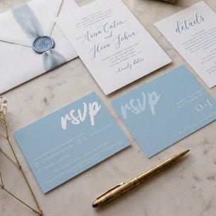 Einfache weiche blaue RSVP-Karte mit Wahlmöglichke Einladung