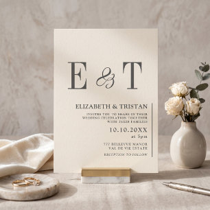 Einfache weiche Creme Minimalistische Hochzeit Einladung