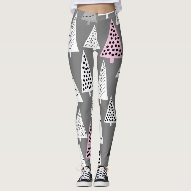 Einfache Weihnachten: Abstraktes Baummuster Leggings (Vorderseite)