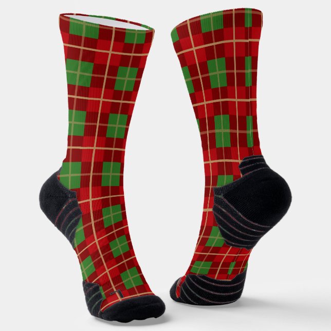 Einfache Weihnachten Kariert rot und grün kariert Socken (Gewinkelt)