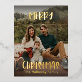Einfache Weihnachten | Modern Full Foto Gold Folien Feiertagspostkarte