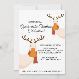 Einfache Weihnachten Niedliche Entenköpfe Antler Einladung